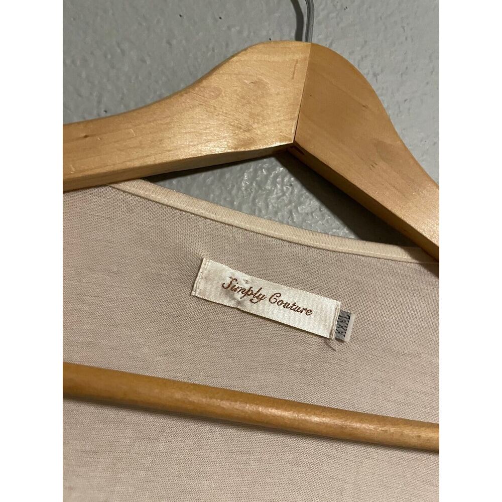 Simply Couture Womens Tunic 3X Pink Floral Crochet Iridescent Roll Tab Fairy - Picture 2 of 6